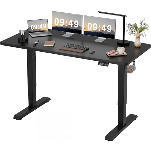 Image of Furmax Electric Height Adjustable Standing Desk Large 63 x 24 Inches Sit Stand up Desk Home Office Computer Desk Memory Preset with T-Shaped Metal Bracket, Black