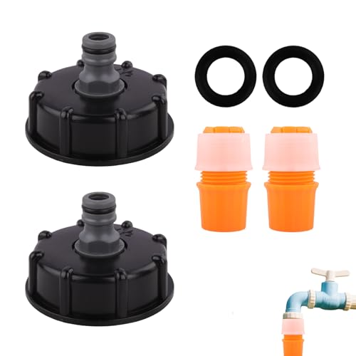 Hawpasy 2PCS Depósito IBC Tapa De Adaptador Conector IBC Adaptador S60x6 1/2 Pulgada Conector para Accesorios Contenedores para IBC, Grifo Bidón 1000l, Depósito Agua 1000 litros, Jardín