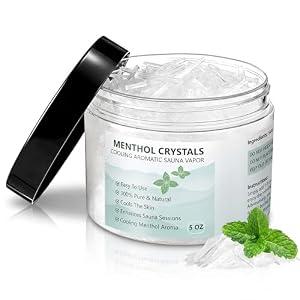 Sauna Menthol Crystals 5 oz, 100% Pure Natural Sauna Accessories for Cooling Scented Steam Experience, Refreshing Menthol Vapors Scent Diffuser, Ideal Gift for Men Women and Spa Lovers