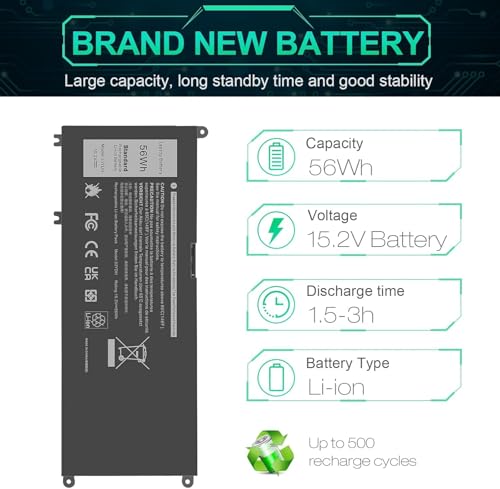 Image of 33YDH 56WH Laptop Battery for Dell Inspiron 17 7000 7778 7779 7786 7773 15 7577 G3 3579 3779 G5 5587 G7 7588 Latitude 13 3380 14 3490 15 3590 3580 PVHT1 P30E 81PF3 081PF3 (33YDH)