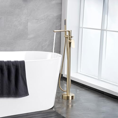 Robinet de sol baignoire or brossé design haut de gamme - 3