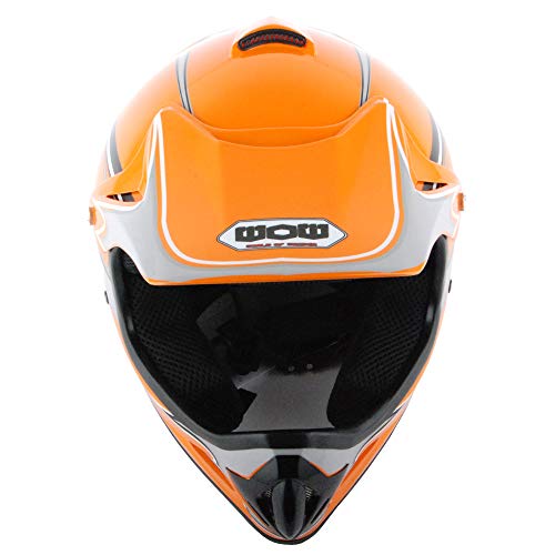 WOW Youth Kids Motocross BMX MX ATV Dirt Bike Helmet Spider Web Orange - Thumbnail 2
