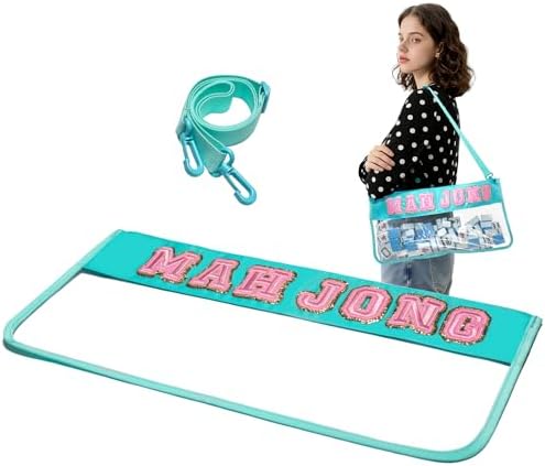 Velance American Mahjong Bag, Empty American Mahjong Tiles Bag with Shoulder Strap and Zippered, Waterproof Mahjong Accessories Storage Pouch Gifts(Green)