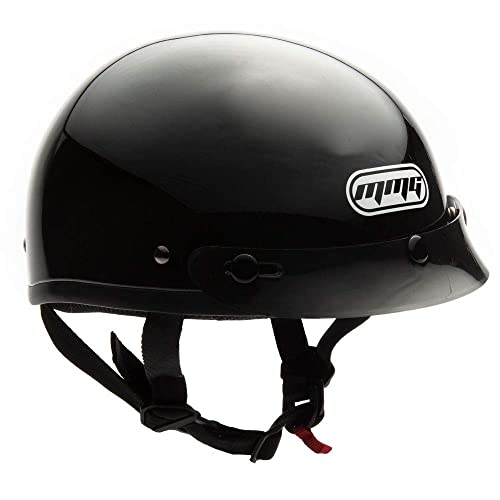 Mmg Half Helmet Classic Open Face Design Dot Goggles Included - Glossy Black, Xlarge #TOP2