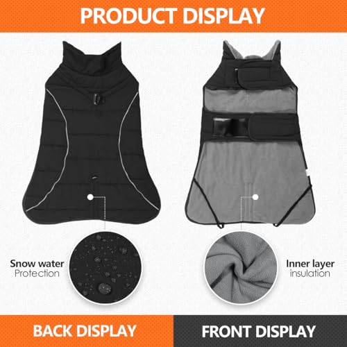 Chamarra de invierno para perros grandes 2XL negra y chaleco impermeable 5