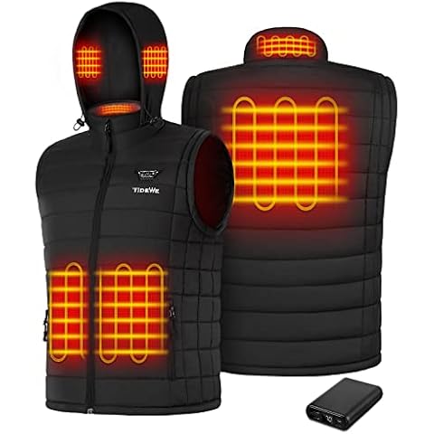 TIDEWE Men's Heated Vest with Retractable Heated Hood and Battery Pack for Hunting/Hiking (Black & Next Camo G2, S-XXXL) Cover