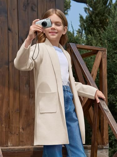 Haloumoning Girls Long Cardigan Sweaters Kids Oversized Open Front Knit Outerwear with Pockets 5-14 Years2