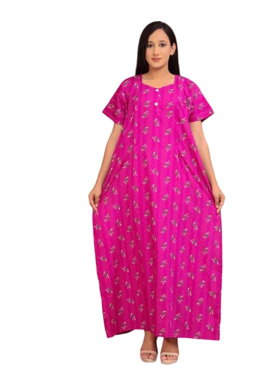 Padmavati Creation' Maternity Feeding Nighty with Front Zipper Soft Cotton Nursing Night Dress for Pregnancy & Breastfeeding CTN_NGT_FLO_40-image-11