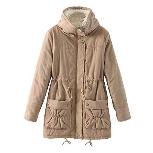 Aro Lora Women's Winter Warm Faux Lamb Wool Coat Parka Cotton Outwear Jacket with Pocket US XX-Large Khaki
