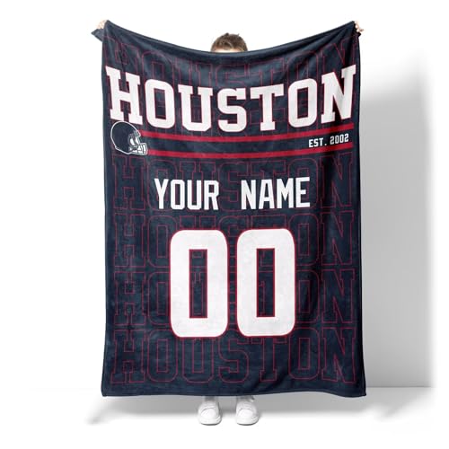Image of ANTKING Houston Throw Blanket for Men Women Boy Custom Name and Number Gifts