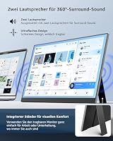 Yodoit Portable Monitor, 15,6 Zoll, 1920 × 1080, Tragbarer FHD Bildschirm, IPS Display mit Ständer, USB-Typ-C-Anschluss und integrierten Lautsprechern, kompatibel mit PC, Laptop – Ansicht 6