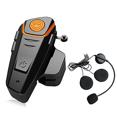 QSPORTPEAK BT-S2 Motorcycle Intercom Helmet Bluetooth Headset Motorbike Communication Systems, Up to 800M Intercom Distance, Support 2-3 Riders and 2.5mm Audio MP3 Player/GPS/FM Radio (1 Pack)