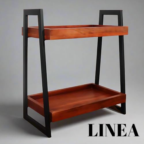 Image of Premium Linea Wooden Kitchen Organizer /Countertop Kitchen Storage Rack /Spice Rack /Shelf /Wooden Organizer /Living Room Organizer,Big(40 L x 26 W x 51 H Centimeters)