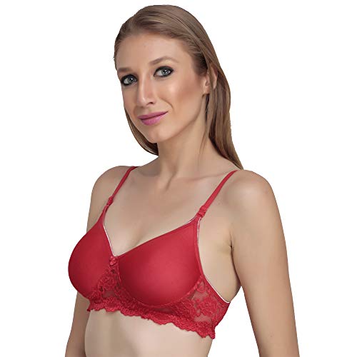 Image of Women Padded Bra - Made of Pure Cotton Full Coverage Non Wired Seamless Pushup Soft Cup for T-Shirt Saree Dress Sports Garment for Daily Use Everyday
