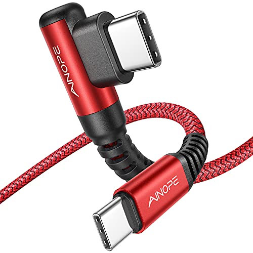 Image of AINOPE Short USB C to USB C Cable 1.5FT 1 Pack 60W Fast Charging Nylon Braided Type C Cable for iPhone 17 Pro Max Plus Samsung Power Bank Travel Essentials Red