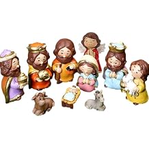 10 Resin Manger Scene Ornaments, Jesus Figurines Sets with Mary Figures, Baby Jesus Nativity Set, Childrens Nativity Scene,for Indoor and Outdoor