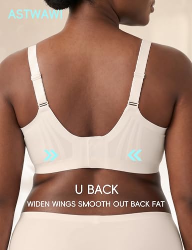 ASTWAWI V Neck Bra Seamless Wireless Invisible Jelly Minimizer Full Coverage No Underwire Tshirt Skin X-Large — view 4