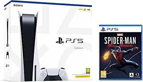 Sony PlayStation 5 PS5 Console - Standard Edition, Bluray, 825GB SSD, 60FPS, 4K / 8K, HDR (With player) + Spiderman: Miles Morales [Playstation 5]