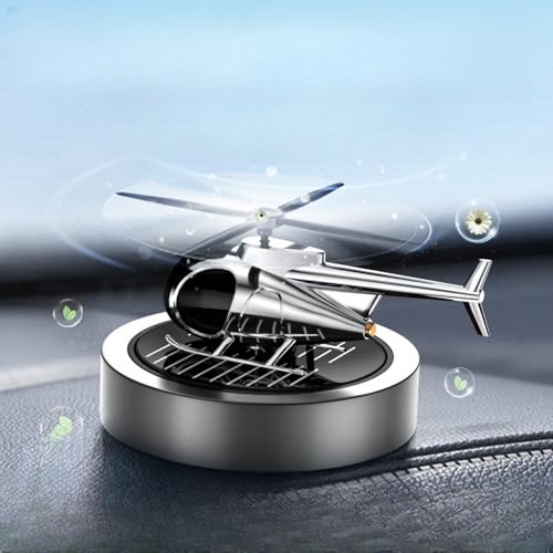 Image of Car Diffuser Quiet & Stylish Helicopter Solar Dashboard Decor Auto-Rotating Air Purifier for Men & Military Enthusiasts Enhance Driving Experience (White)
