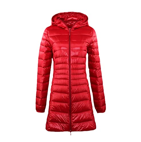Manteau chaud en duvet pliable avec sac de transport pour femme
