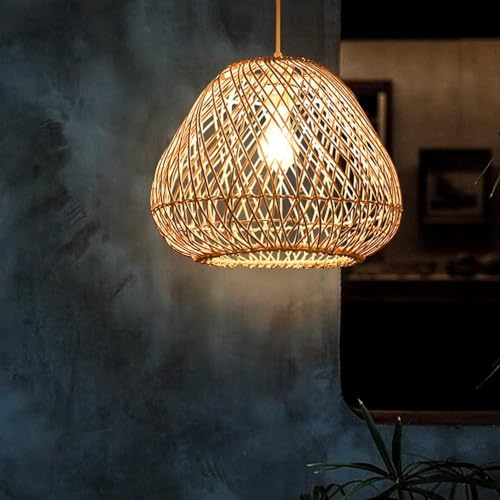 Lámparas de techo colgantes de mimbre boho para iluminación de restaurantes 7