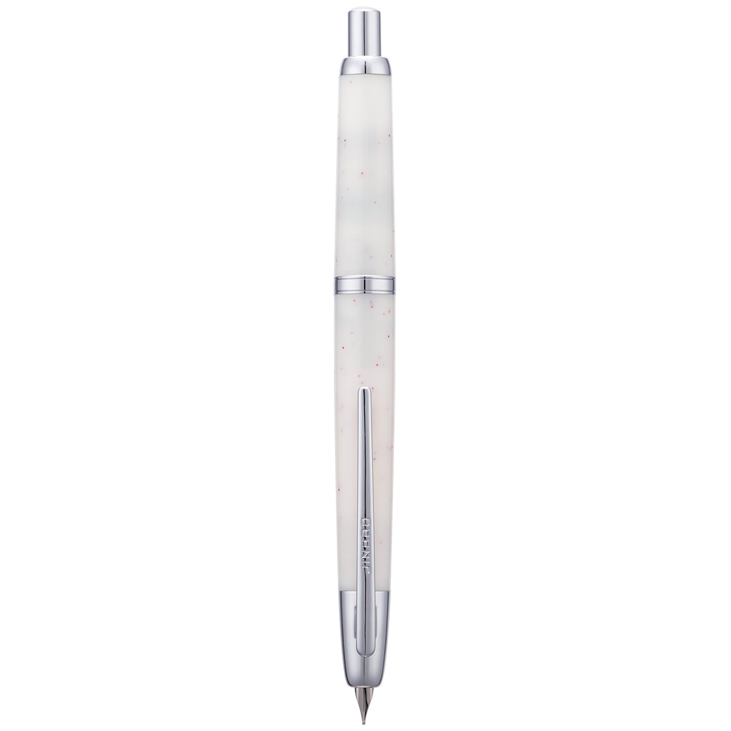 Jinhao 20 Series Press Fountain Pen, Snow White Retractable Medium Nib with Ink Converter Set (Silver Clip)