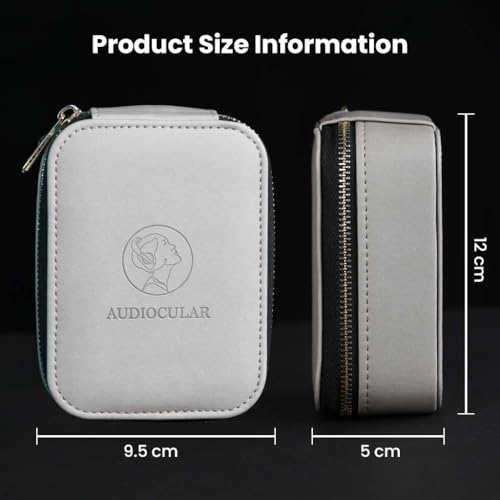 Image of AUDIOCULAR Luxe Premium Earphone Case, PU Leather, Water-Resistant, Shockproof, Multi-Purpose Case for in-Ear Monitors, Wired Earphones, Pen Drives, Portable DACs & Other Small Accessories (Grey)