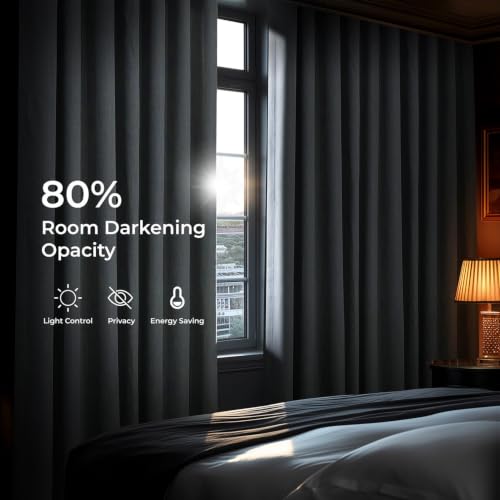 Image of HPD Half Price Drapes Grommet Linen Curtains 108 Inches Long Room Darkening Curtains for Bedroom & Living Room (1 Panel), 50W x 108L, Heather Grey