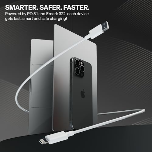 Image of AILKIN USB TO LIGHTNING CABLE, Certified (Mfi) Sync & Charge Cable Compatible for iPhone 14 /13 /12 /11 Pro Max /XS MAX /XR /XS /X /8 /iPad & iPod, All iPhones, fast Charging Cable, 1 Pic. WHITE