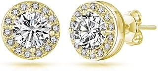 Philip Jones Gold Plated Halo Earrings Created with Zircondia® Crystals