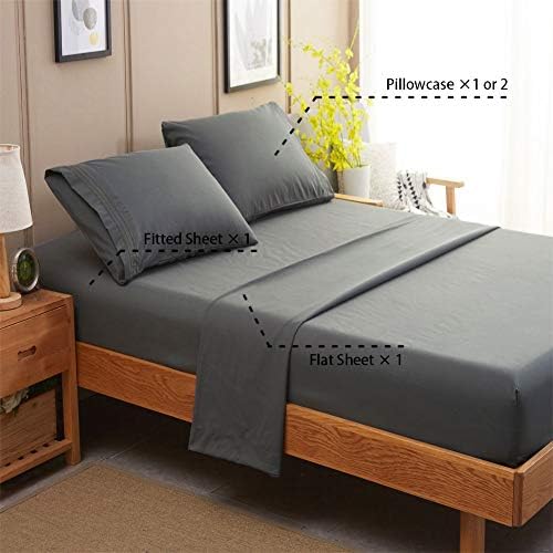 SONORO KATE Bed Sheet Set Super Soft Microfiber 1800 Series Luxury Egyptian Sheets 16-Inch Deep Pocket Wrinkle and Hypoallergenic-4 Piece(Queen Dark Grey) - 1