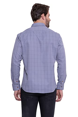 Camisa Social Estampada Masculina Fresca e Sem Goma contém Algodão (M, Roxo)