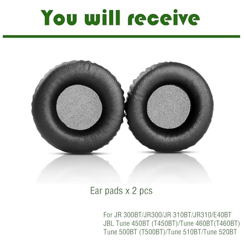 JR 300BT Headphones Replacement earpads Compatible with JR 300BT/JR300/JR 310BT/JR310/E40BT,Tune 450BT (T450BT)/Tune 460BT(T460BT)/Tune 500BT (T500BT)/Tune 510BT/Tune 520BT Headphones Ear Cushion miniatura 4