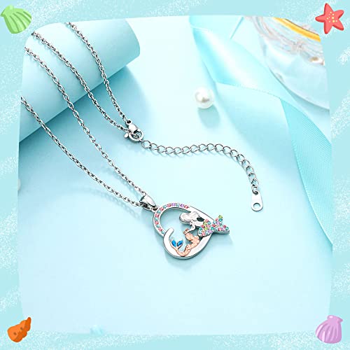 Upromi Mermaid Necklace For Girls, Mermaid Jewelry Gifts For Little Teens Girls Women, Birthday Valentine's Day Back To School Christmas Gifts For Daughter Granddaughter Niece #TOP4