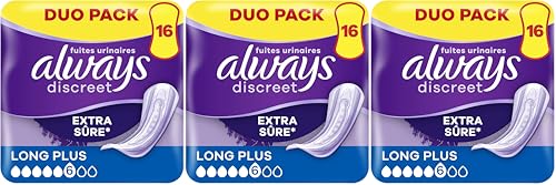 Serviettes fuites urinaires Always Discreet protection incontinence femme long