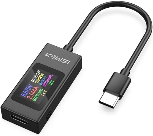 USB C Tester Power Meter 4-30V 0-6.5A, Voltage and Current Tester Meter, USB Capacity, Temperature, Working Time Ammeter Voltmeter Power Bank Charger Detector