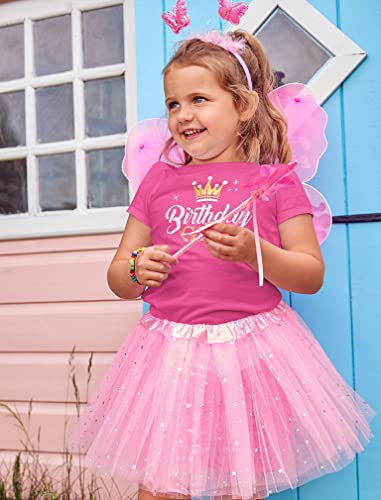 Tstars Birthday Girl Shirt Gifts For Girls Party Outfit Princess Crown Kids Shirts S (3-4T) Wow Pink #TOP1