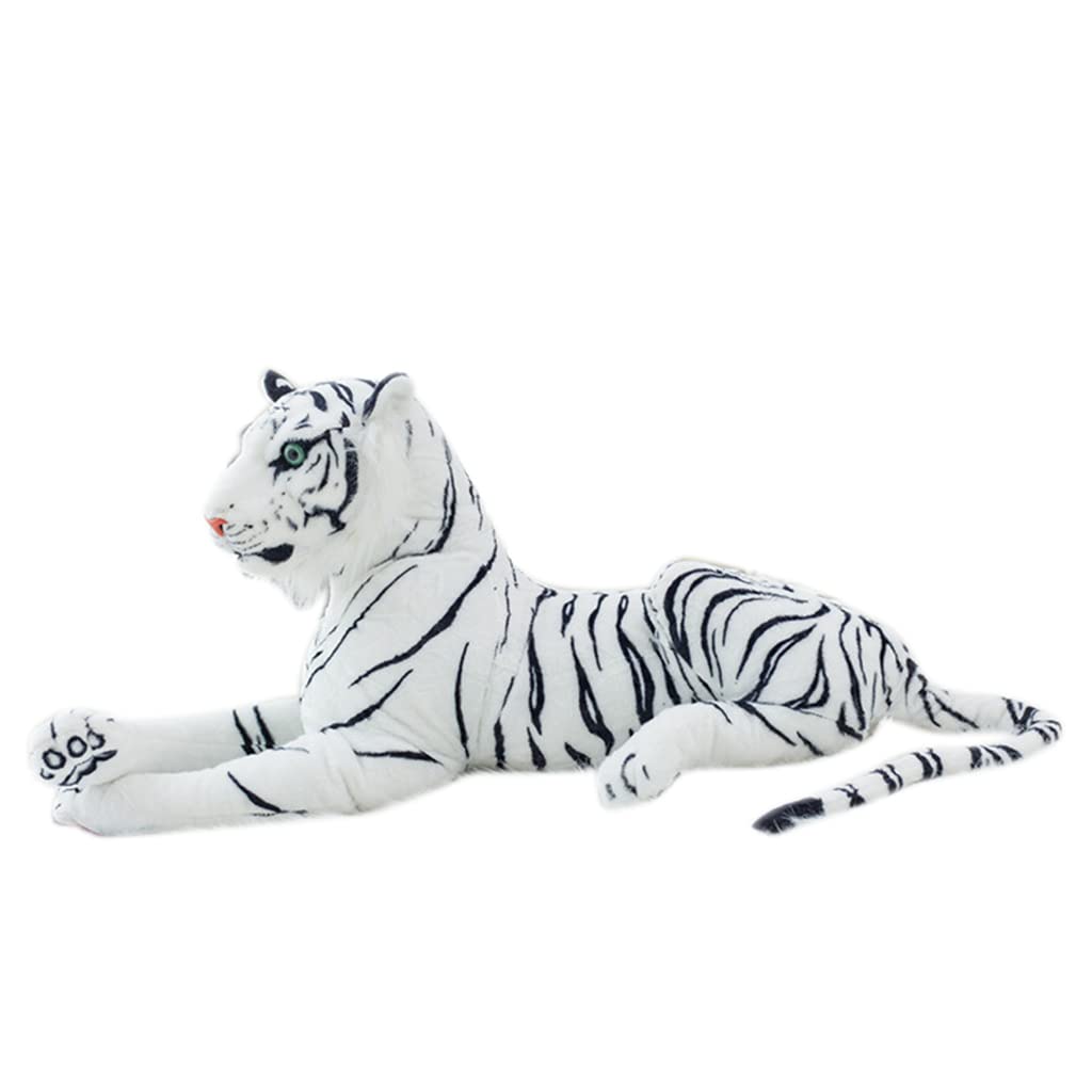 Fitto Plush Toy Tiger – Soft & Huggable 16-Inch Realistic Stuffed Animal, Suitable to Gift Kids & Adults, Cuddly Tiger Plushie for Sleep, Play & Decor. Assorted color, White/Brown.