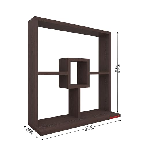 Image of Redwud Shally LED Wall Mounted Hanging Puja Temple Shelf Stylish Wood God Stand for Pooja Room Mandir Stand for Temple (Wenge) D.I.Y