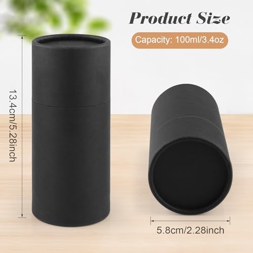 10 Pcs 100ml/3.4oz Kraft Paper Jar Empty Cardboard Boxes Round Cardboard Gift Packaging Tube Container with Lid for Crafts Tea Coffee Cosmetic Essential Oil Bottle
