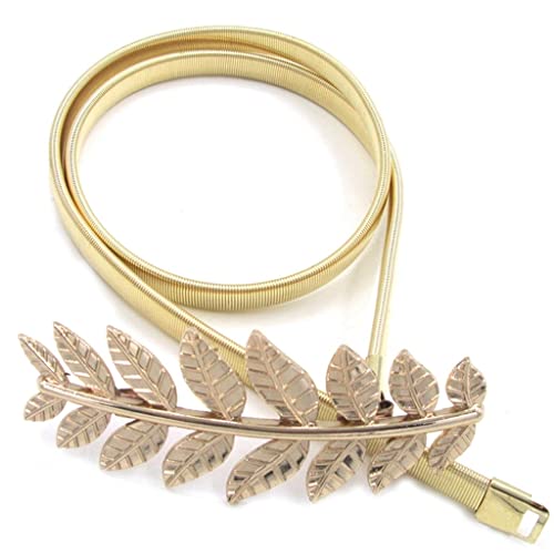 Stretchy Chain Belt Leaf Adjustable Pant Belt Thin Belt for Women Dress Metal Chain Belt for Party