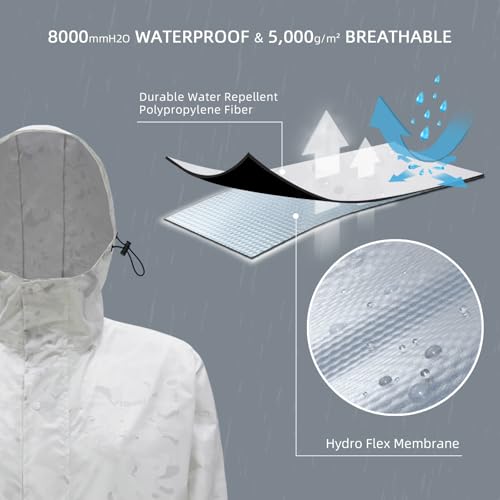 Image of LOOGU Men's Rain Suit - Rain Gear for Men Waterproof, Lightweight Rain Coat, Breathable Mens Rain Jackets Hood and Pants