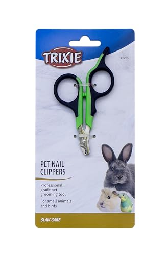 TRIXIE Krallenschere für Kleintiere - rostfreier Edelstahl - gummierter Kunststoffgriff - schwarz/grün - 8 cm - 6285