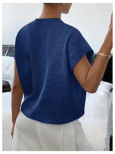 GORGLITTER Women's Flower Cap Sleeve Sweater Vest Crew Neck Knit Pullover Tank Top2