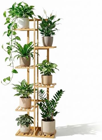 ROSSNY 48 Inch Talll Plant Stand Indoor, 6 Tier 7 Potted Bamboo P...