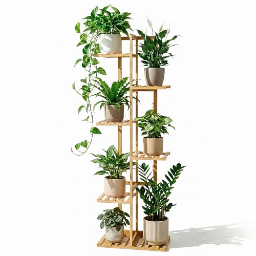 ROSSNY 48 Inch Talll Plant Stand Indoor, 6 Tier 7 Potted Bamboo Plant Stands for Indoor Plants...