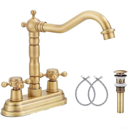 Robinet de lavabo vintage à double trou, robinet de salle de bain avec poignées en croix, robinet d'évier à 2 trous pour la maison, le jardin, la salle de bain, les éviers de salle de bain