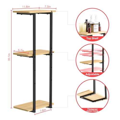 EYOCAL Towel Rack for Bathroom, Large Wall Mounted Metal Towel Holder Storage with Wood Shelf for Kitchen Living Room Bedroom?Black?