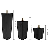 Height Sofa Legs Wooden Furniture Legs,Set of 4 Height Wood Sofa Legs 15cm Solid Replacement Furniture Legs Armchair Cabinet Feet M8 Bolt with Mounting Plate & Screws for Ottoman Couch Dresser Black - Image 4