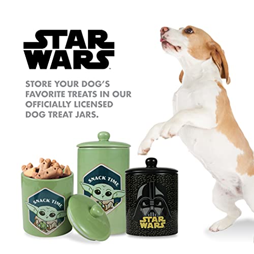 Star Wars For Pets The Mandalorian Snack Time Dog Treat Jar | 10 X 5 Ceramic Dog Treat Jar With Lid, Dishwasher Safe |Baby Yoda Green Dog Food Storage Container | Baby Yoda Treat Jar #TOP2